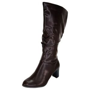 Easy Street Tessla Dark Brown Faux Leather Knee High Womens Boots Size 10W